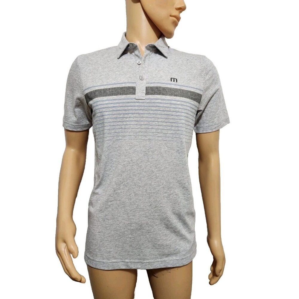 Travis Mathew Polo Shirt Men's Grey Short Sleeve Golf Casual Size S (CJ6)